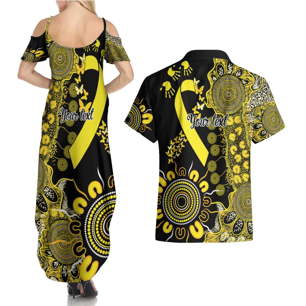 Sarcoma Awareness Personalised Couples Matching Summer Maxi Dress and Hawaiian Shirt Aboriginal Ribbon Dot Painting