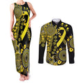 Sarcoma Awareness Personalised Couples Matching Tank Maxi Dress and Long Sleeve Button Shirt Aboriginal Ribbon Dot Painting