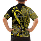 Sarcoma Awareness Personalised Family Matching Off The Shoulder Long Sleeve Dress and Hawaiian Shirt Aboriginal Ribbon Dot Painting