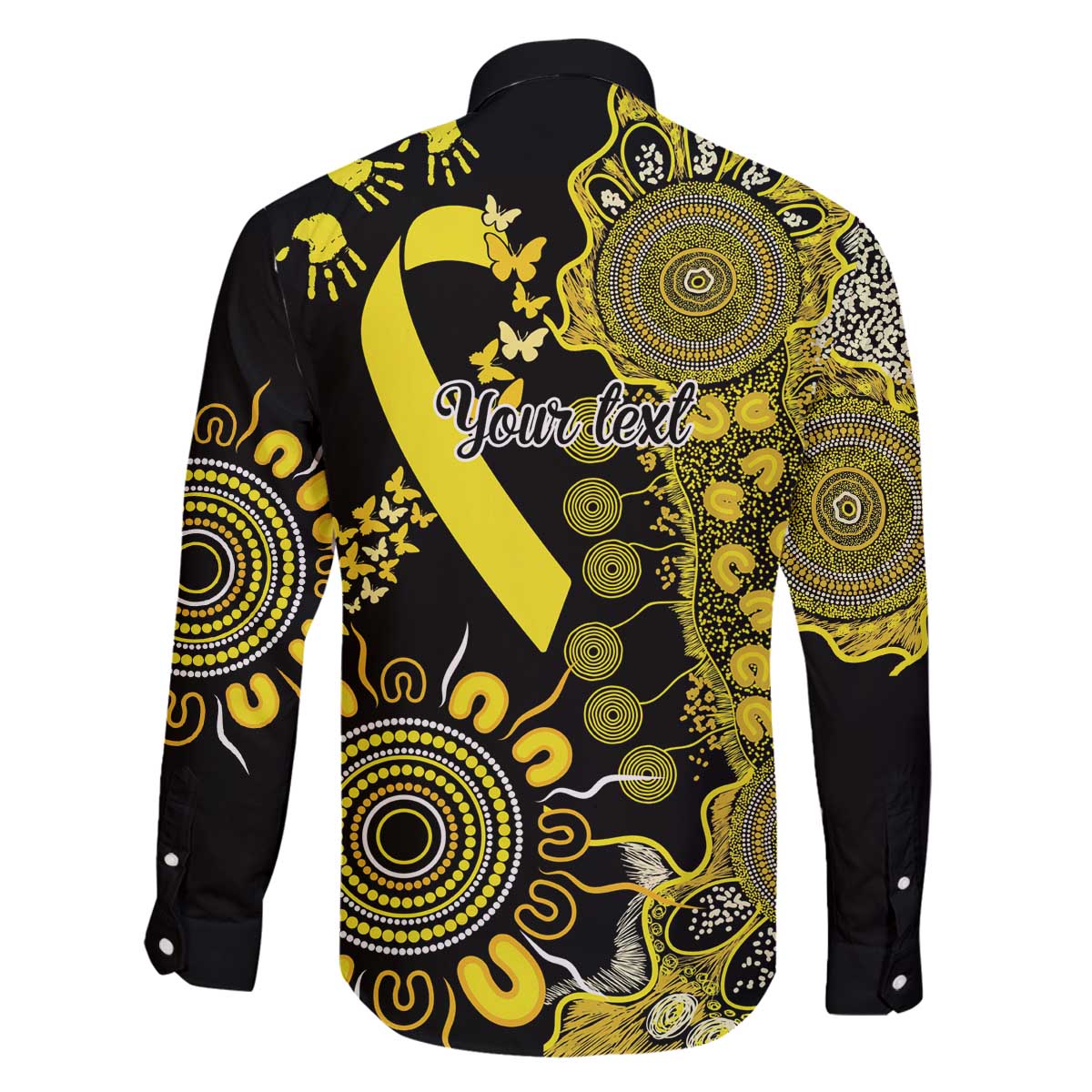 Sarcoma Awareness Personalised Family Matching Off The Shoulder Long Sleeve Dress and Hawaiian Shirt Aboriginal Ribbon Dot Painting