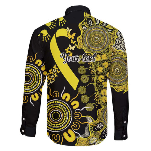 Sarcoma Awareness Personalised Family Matching Off Shoulder Maxi Dress and Hawaiian Shirt Aboriginal Ribbon Dot Painting