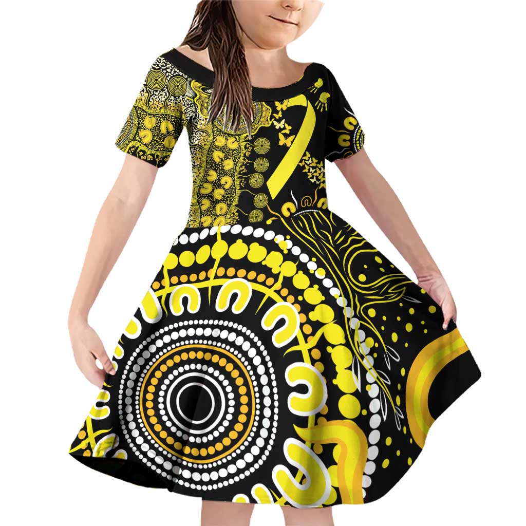 Sarcoma Awareness Personalised Family Matching Off Shoulder Short Dress and Hawaiian Shirt Aboriginal Ribbon Dot Painting