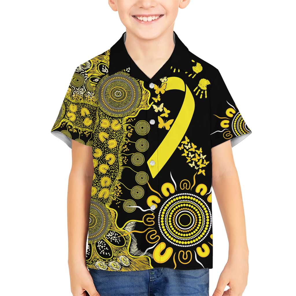 Sarcoma Awareness Personalised Family Matching Off Shoulder Short Dress and Hawaiian Shirt Aboriginal Ribbon Dot Painting