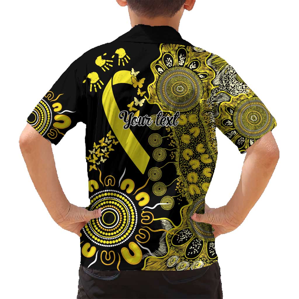 Sarcoma Awareness Personalised Family Matching Puletasi and Hawaiian Shirt Aboriginal Ribbon Dot Painting