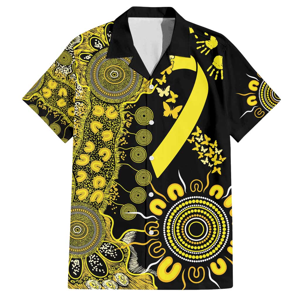 Sarcoma Awareness Personalised Family Matching Puletasi and Hawaiian Shirt Aboriginal Ribbon Dot Painting