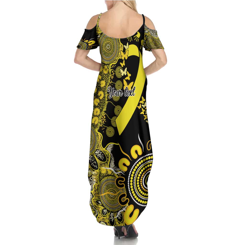 Sarcoma Awareness Personalised Family Matching Summer Maxi Dress and Hawaiian Shirt Aboriginal Ribbon Dot Painting