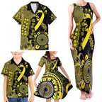 Sarcoma Awareness Personalised Family Matching Tank Maxi Dress and Hawaiian Shirt Aboriginal Ribbon Dot Painting