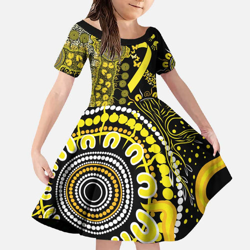 Sarcoma Awareness Personalised Family Matching Tank Maxi Dress and Hawaiian Shirt Aboriginal Ribbon Dot Painting