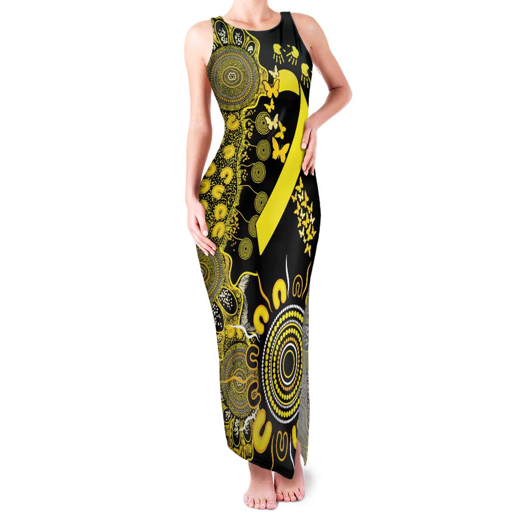 Sarcoma Awareness Personalised Family Matching Tank Maxi Dress and Hawaiian Shirt Aboriginal Ribbon Dot Painting