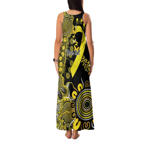 Sarcoma Awareness Personalised Family Matching Tank Maxi Dress and Hawaiian Shirt Aboriginal Ribbon Dot Painting