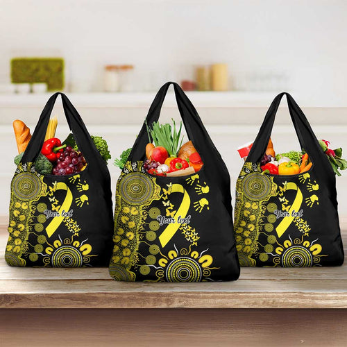 Sarcoma Awareness Personalised Grocery Bag Aboriginal Ribbon Dot Painting