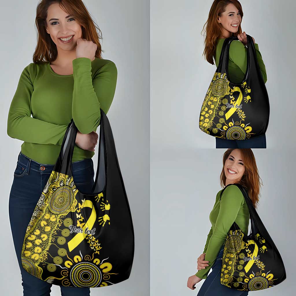 Sarcoma Awareness Personalised Grocery Bag Aboriginal Ribbon Dot Painting
