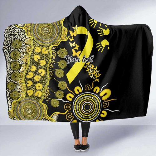 Sarcoma Awareness Personalised Hooded Blanket Aboriginal Ribbon Dot Painting