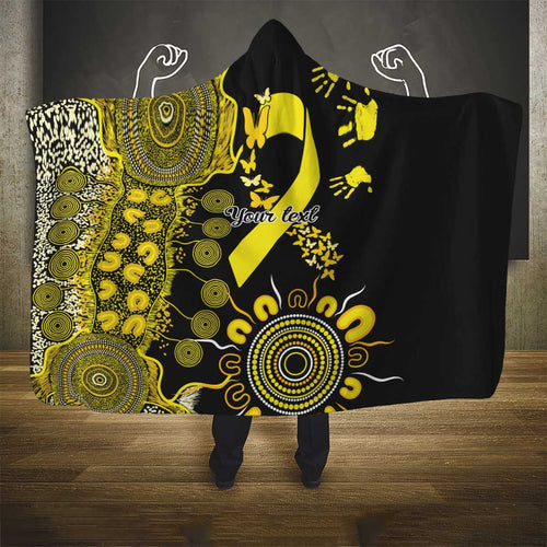 Sarcoma Awareness Personalised Hooded Blanket Aboriginal Ribbon Dot Painting