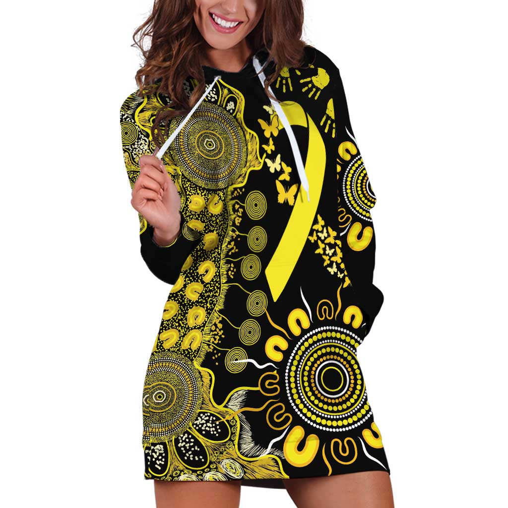 Sarcoma Awareness Personalised Hoodie Dress Aboriginal Ribbon Dot Painting