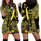 Sarcoma Awareness Personalised Hoodie Dress Aboriginal Ribbon Dot Painting