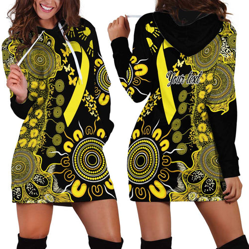 Sarcoma Awareness Personalised Hoodie Dress Aboriginal Ribbon Dot Painting