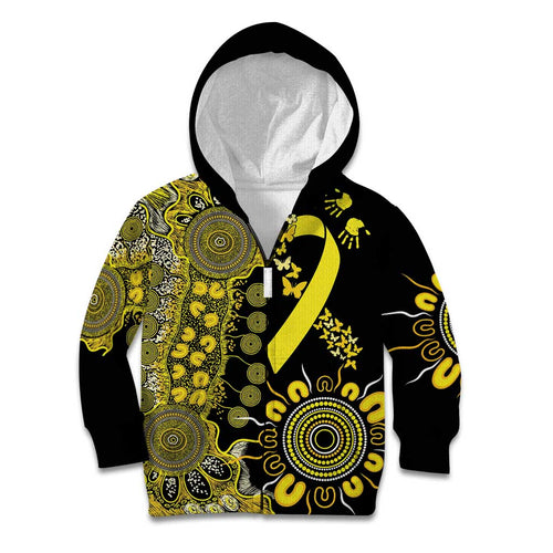 Sarcoma Awareness Personalised Kid Hoodie Aboriginal Ribbon Dot Painting