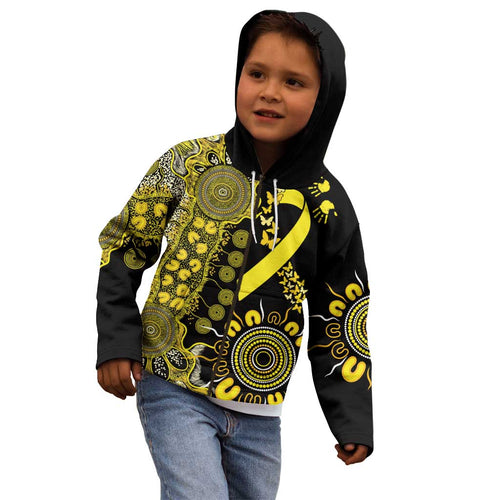 Sarcoma Awareness Personalised Kid Hoodie Aboriginal Ribbon Dot Painting