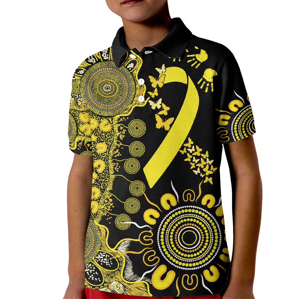 Sarcoma Awareness Personalised Kid Polo Shirt Aboriginal Ribbon Dot Painting