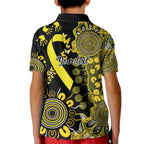 Sarcoma Awareness Personalised Kid Polo Shirt Aboriginal Ribbon Dot Painting