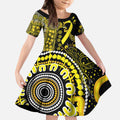 Sarcoma Awareness Personalised Kid Short Sleeve Dress Aboriginal Ribbon Dot Painting