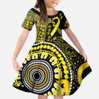 Sarcoma Awareness Personalised Kid Short Sleeve Dress Aboriginal Ribbon Dot Painting