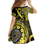 Sarcoma Awareness Personalised Kid Short Sleeve Dress Aboriginal Ribbon Dot Painting