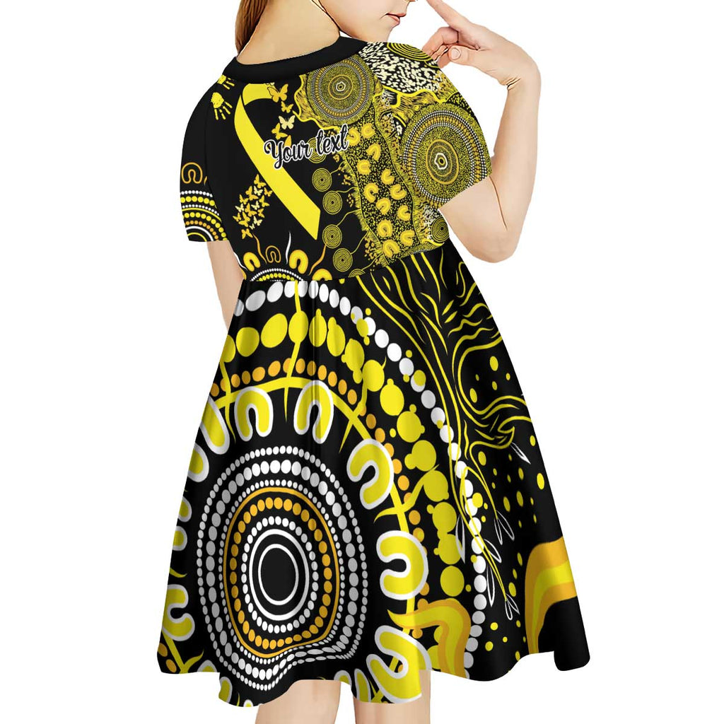Sarcoma Awareness Personalised Kid Short Sleeve Dress Aboriginal Ribbon Dot Painting