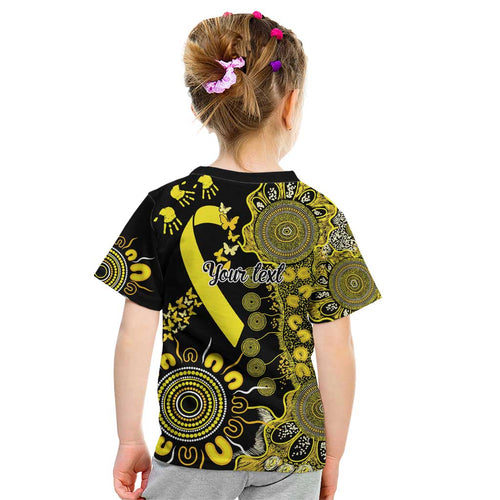 Sarcoma Awareness Personalised Kid T Shirt Aboriginal Ribbon Dot Painting