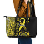 Sarcoma Awareness Personalised Leather Tote Bag Aboriginal Ribbon Dot Painting