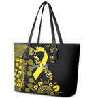 Sarcoma Awareness Personalised Leather Tote Bag Aboriginal Ribbon Dot Painting