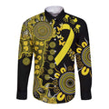 Sarcoma Awareness Personalised Long Sleeve Button Shirt Aboriginal Ribbon Dot Painting