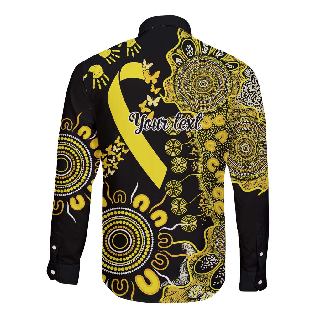 Sarcoma Awareness Personalised Long Sleeve Button Shirt Aboriginal Ribbon Dot Painting