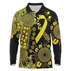 Sarcoma Awareness Personalised Long Sleeve Polo Shirt Aboriginal Ribbon Dot Painting
