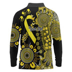 Sarcoma Awareness Personalised Long Sleeve Polo Shirt Aboriginal Ribbon Dot Painting