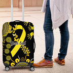 Sarcoma Awareness Personalised Luggage Cover Aboriginal Ribbon Dot Painting