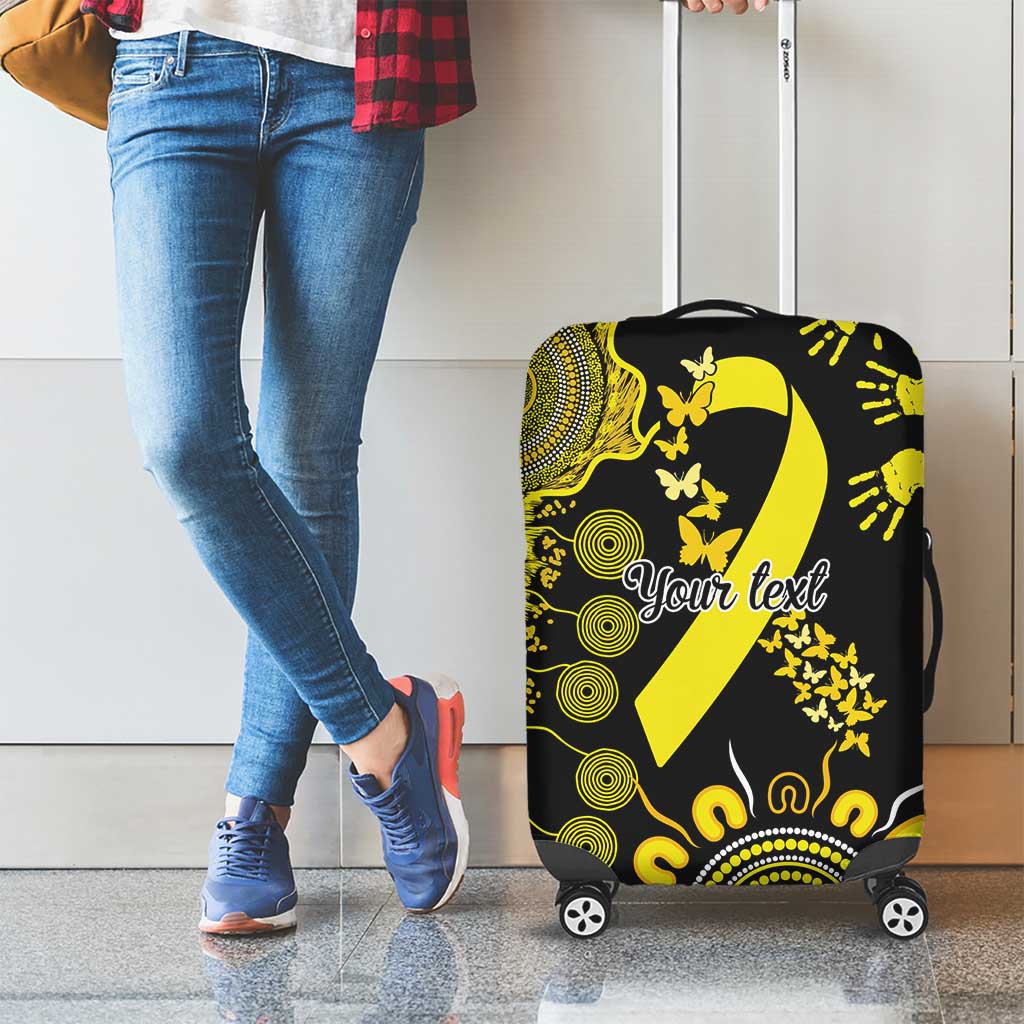 Sarcoma Awareness Personalised Luggage Cover Aboriginal Ribbon Dot Painting