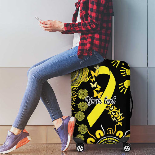 Sarcoma Awareness Personalised Luggage Cover Aboriginal Ribbon Dot Painting
