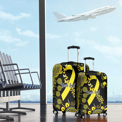 Sarcoma Awareness Personalised Luggage Cover Aboriginal Ribbon Dot Painting