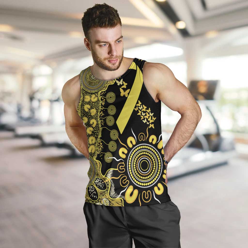 Sarcoma Awareness Personalised Men Tank Top Aboriginal Ribbon Dot Painting