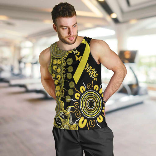 Sarcoma Awareness Personalised Men Tank Top Aboriginal Ribbon Dot Painting
