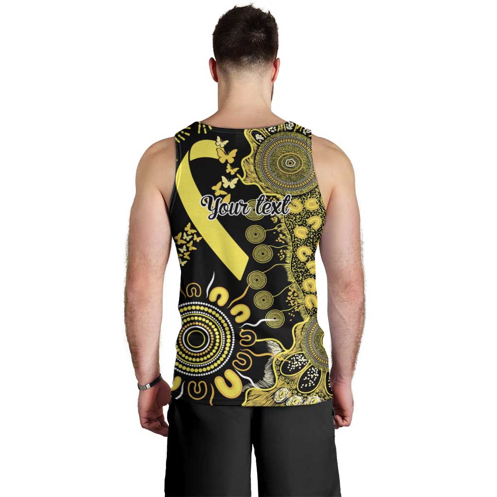 Sarcoma Awareness Personalised Men Tank Top Aboriginal Ribbon Dot Painting