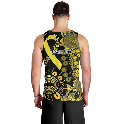 Sarcoma Awareness Personalised Men Tank Top Aboriginal Ribbon Dot Painting
