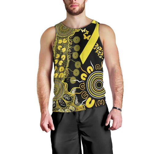 Sarcoma Awareness Personalised Men Tank Top Aboriginal Ribbon Dot Painting