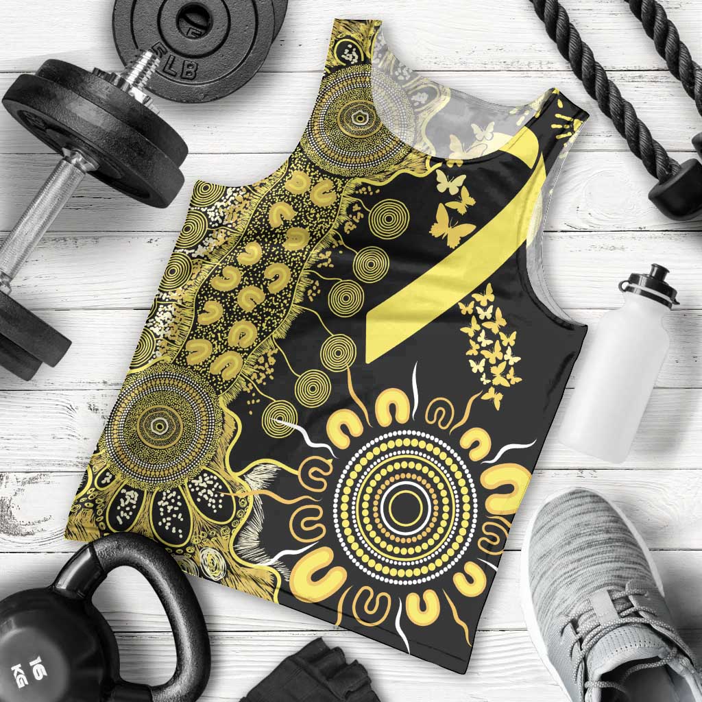 Sarcoma Awareness Personalised Men Tank Top Aboriginal Ribbon Dot Painting