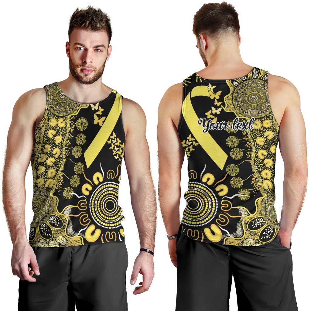 Sarcoma Awareness Personalised Men Tank Top Aboriginal Ribbon Dot Painting