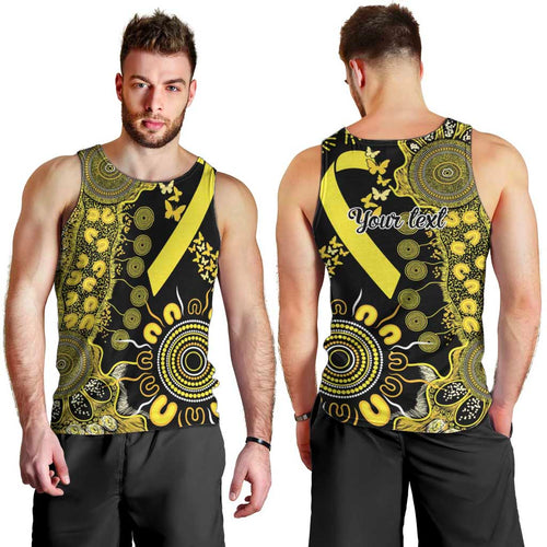 Sarcoma Awareness Personalised Men Tank Top Aboriginal Ribbon Dot Painting
