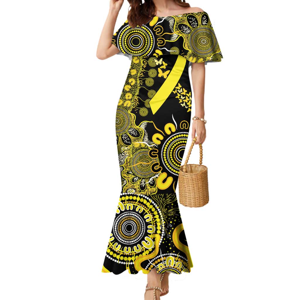Sarcoma Awareness Personalised Mermaid Dress Aboriginal Ribbon Dot Painting
