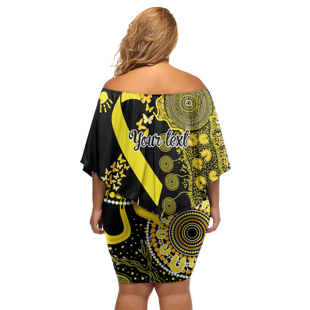Sarcoma Awareness Personalised Off Shoulder Short Dress Aboriginal Ribbon Dot Painting